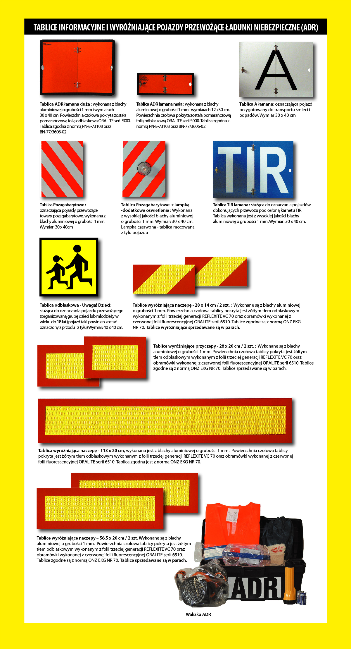 Mój DoM Bis - Oferta » Tablice informacyjne i wyróżniające pojazdy przewożące ładunki niebezpieczne (ADR)